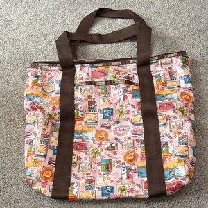 Colorful Travel Print Tote Bag